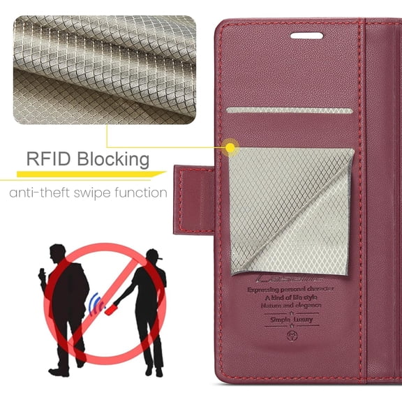 JUJHGRF-for iPhone X Case/iPhone Xs Case, Premium PU Leather Wallet Case Flip Cover with [RFID Blocking][Card Holder][Stand Function] Shockproof Protective for iPhone X/XS, Red