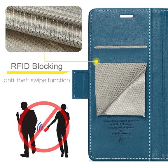 JUJHGRF-for iPhone X Case/iPhone Xs Case, Premium PU Leather Wallet Case Flip Cover with [RFID Blocking][Card Holder][Stand Function] Shockproof Protective for iPhone X/XS, Blue