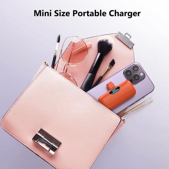 JUJHGRF-mini Portable Charger for iPhone,Upgraded 5000mAh PD Fast Charging Power Bank,Mini Battery Pack Backup Charger Compatible with iPhone 14/14 Pro Max/13/13 Pro/12 Pro/11/XS/XR/X/8/7/6 -Orange