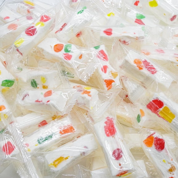 JUJUBE NOUGAT Candy 1 lb with Jelly Fruit Pieces, No Trans Fats, No Additives, Gluten Free, Individually Wrapped, Bulk Soft Candies in Resealable Bag