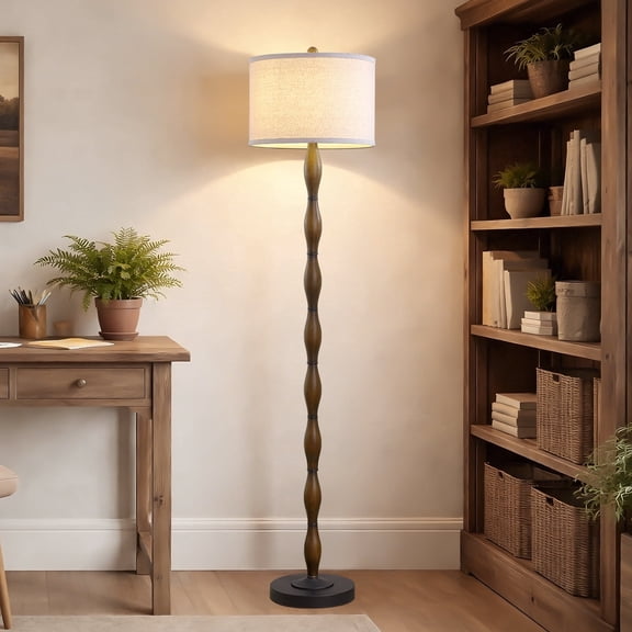 JUJUYUYOP 62" Rustic Living Room Floor Lamp with Rotary Switch Vintage Farmhouse Style Perfect for Living Rooms, Corners, Bedrooms, Offices (Bulb Included)