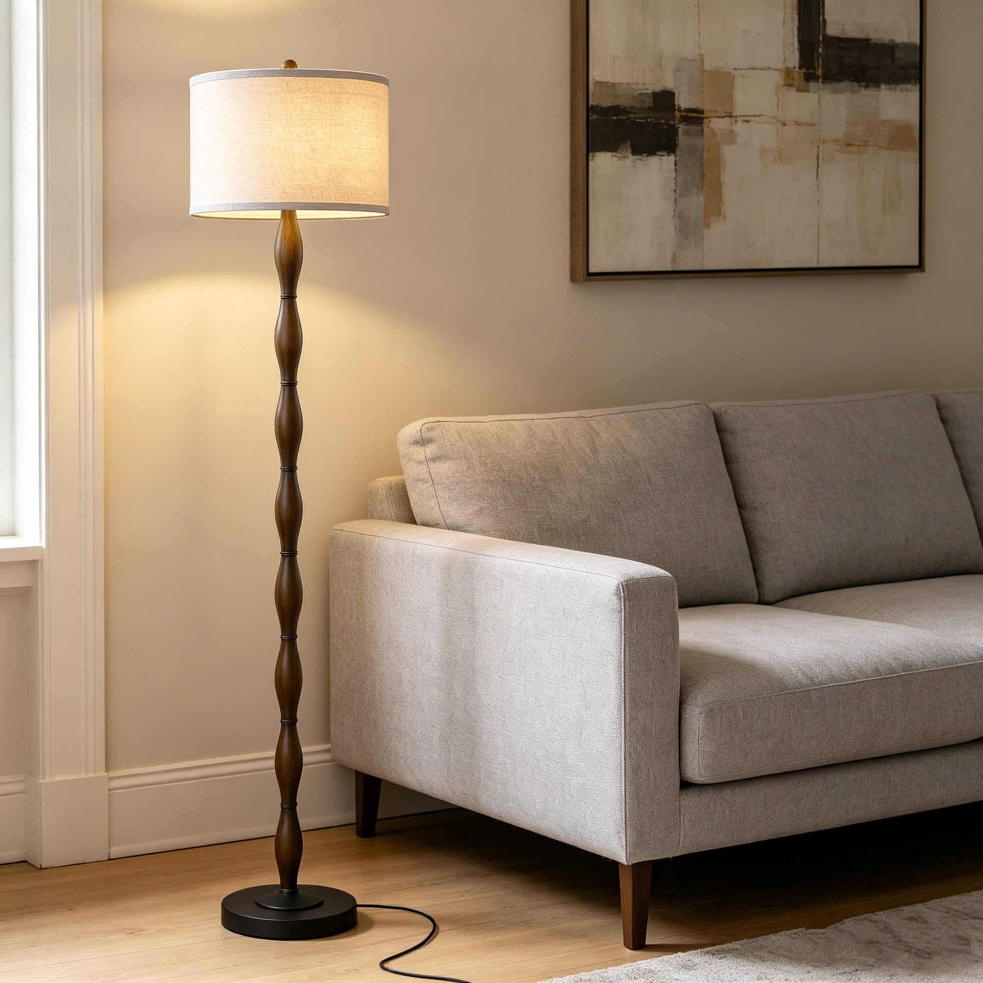 JUJUYUYOP 62" Rustic Living Room Floor Lamp with Rotary Switch Vintage Farmhouse Style Perfect for Living Rooms, Corners, Bedrooms, Offices (Bulb Included)