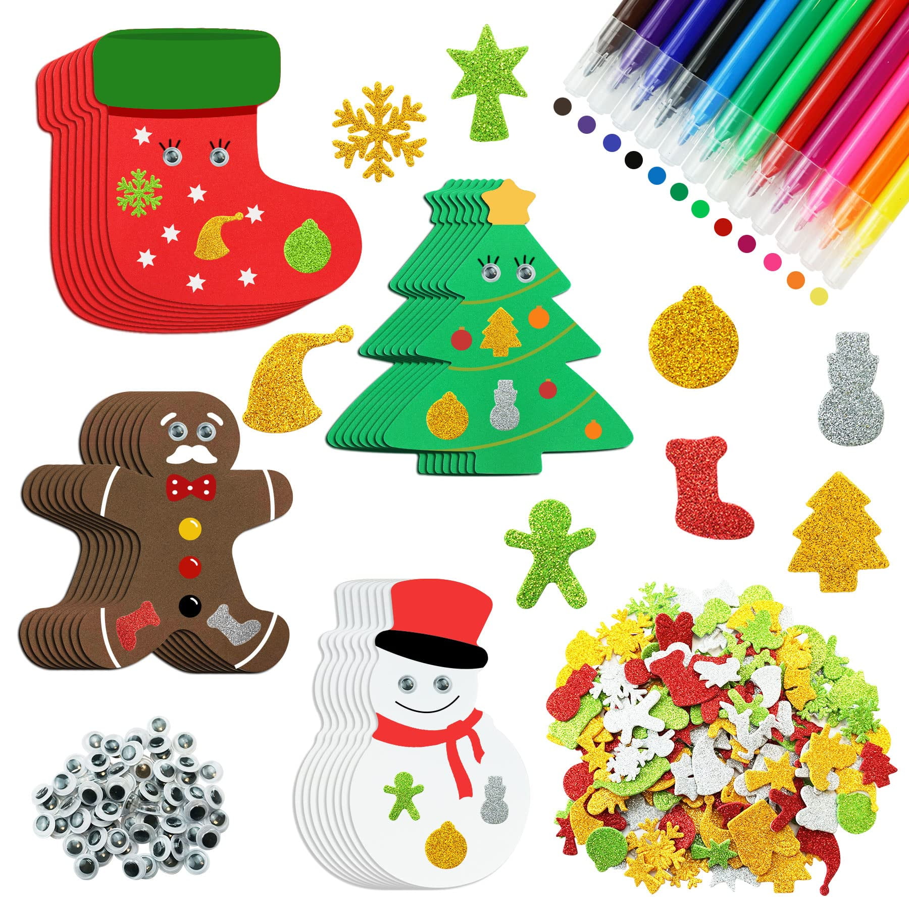 1bag/LOT. Glitter winter snowflake foam stickers Xmas crafts Activity items  Christmas party decorative stickers Kids DIY toys - AliExpress