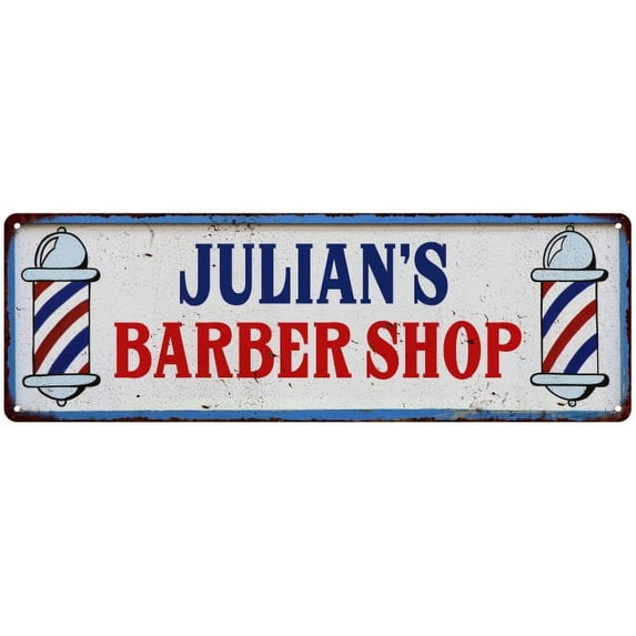 JULIAN'S Barber Shop Hair Salon Gift Metal Sign Retro 6x18 206180031274