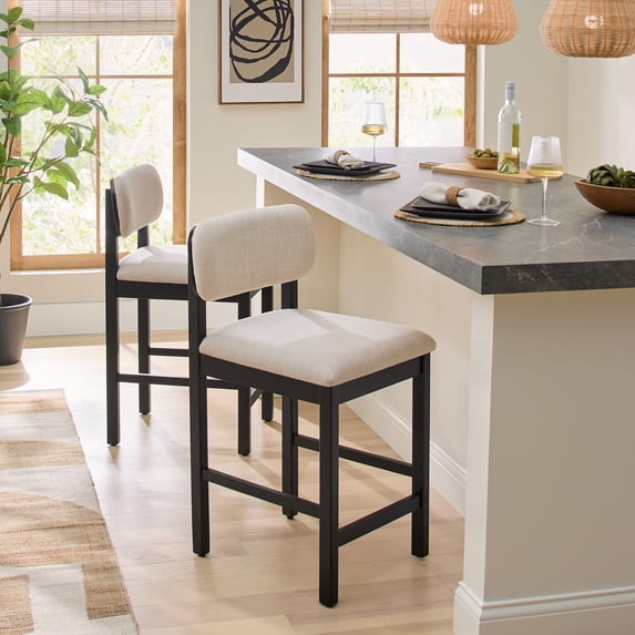 Better Homes & Gardens Juliet Counter Stools, Black & Cream, Set of 2