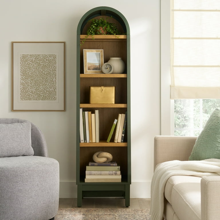 Better Homes Gardens Juliet Narrow Arch Bookcase Deep Green Finish Walmart