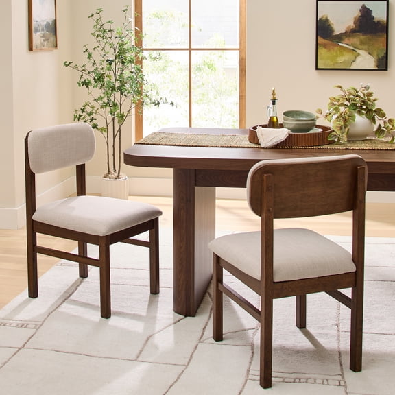 Better Homes & Gardens Juliet Dining Chairs, Walnut & Cream, Set of 2