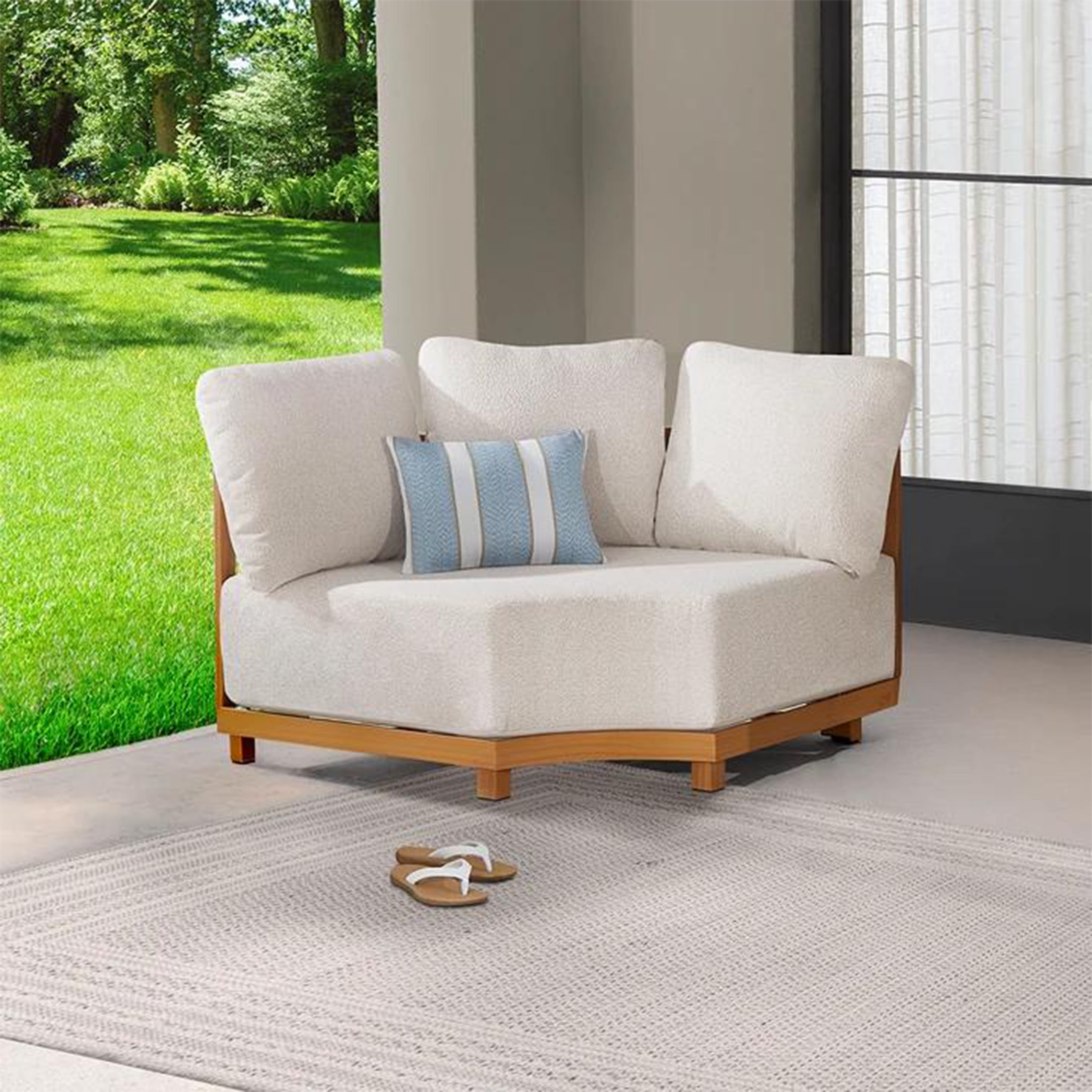 Better Homes & Gardens Juliet Outdoor Corner Chair with Patio Cover, Beige