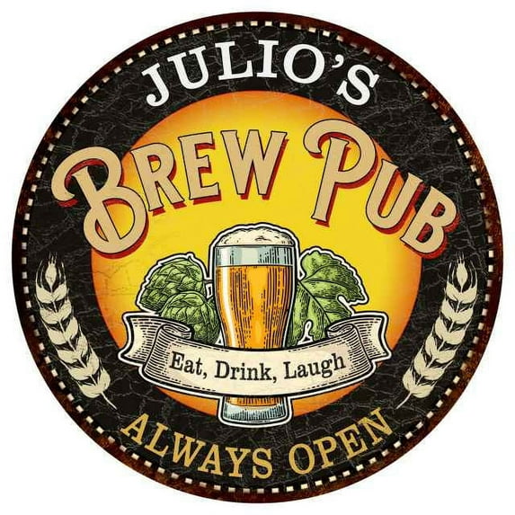 JULIO'S Beer Pub Man Cave Metal Sign Home Wall Decor 14 inch Round 100140025188
