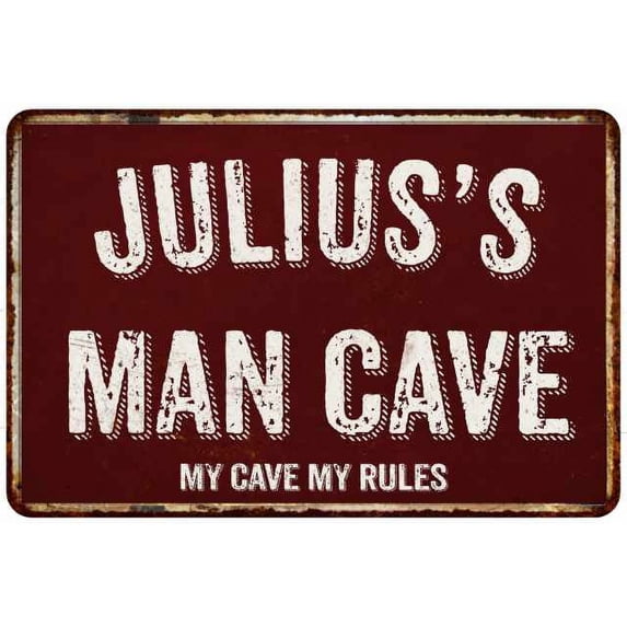 JULIUS'S Man Cave Red Grunge Sign 16 x 24 Matte Finish Metal Sign 116240003308