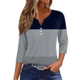 thumbnail image 1 of JULMCOMO 3/4 Length Sleeve Blouses for Women Summer Crew Neck Print Tshirts Three Quarter Sleeve Tunic Trendy Tee Shirts Button Down Loose Tops, 1 of 5