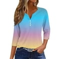 thumbnail image 1 of JULMCOMO 3/4 Length Sleeve Blouses for Women Summer Crew Neck Print Tshirts Three Quarter Sleeve Tunic Trendy Tee Shirts Button Down Loose Tops, 1 of 5