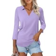 thumbnail image 1 of JULMCOMO 3/4 Sleeve Shirts for Women Casual Loose Blouses Summer V Neck Three Quarter Length Tee Tops, 1 of 4
