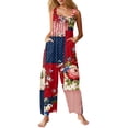 thumbnail image 1 of JULMCOMO 4th of July Jumpsuits for Women 1776 Plus Size Wide Leg Independence Day Rompers Stars Stripes Sleeveless American Flag Jumpsuits with Pockets Red M, 1 of 7
