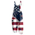 thumbnail image 1 of JULMCOMO 4th of July Jumpsuits for Women 250th Year Cotton Linen Spaghetti Straps Plus Size Red White Blue Overalls Stars Stripes Wide Leg Sleeveless Patriotic Rompers with Pockets Dark Blue L, 1 of 6