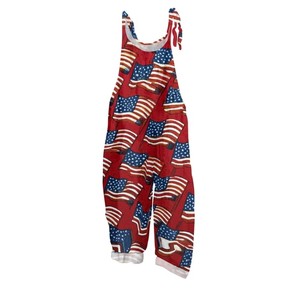 JULMCOMO 4th of July Jumpsuits for Women American Flag Plus Size Cotton Linen Sleeveless 250th Year Rompers American Stars Adjustable Straps 1776 Pants Hot Pink 4XL