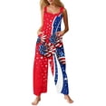 thumbnail image 1 of JULMCOMO 4th of July Jumpsuits for Women Independence Day Cotton Linen Patriotic Long Pants American Flag Sleeveless Wide Leg 1776 Overalls with Pockets Red M, 1 of 6