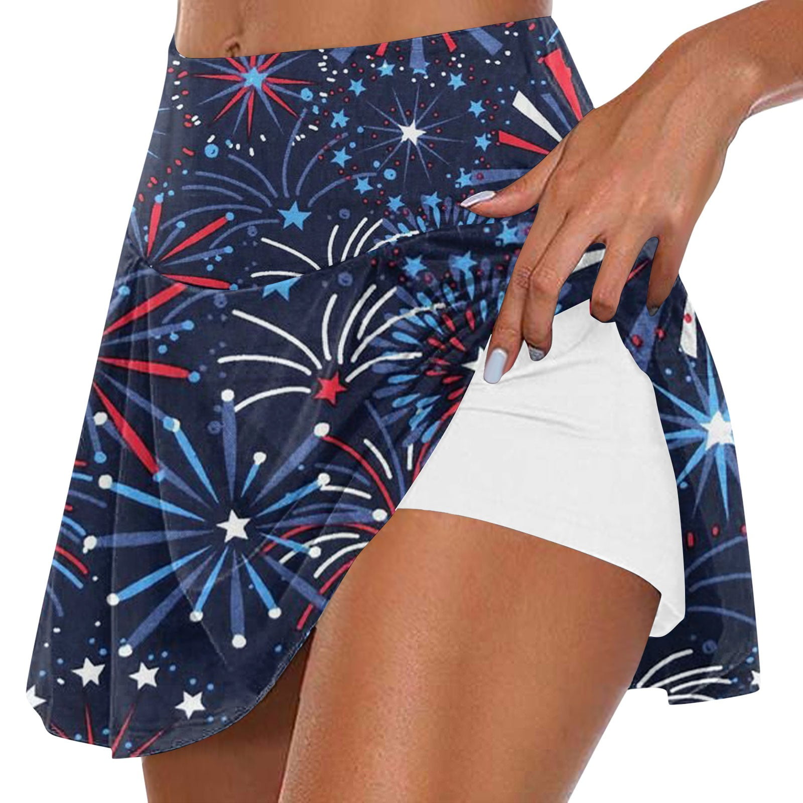 4th of July Womens Tennis Skirt Tummy Control Pleated Golf