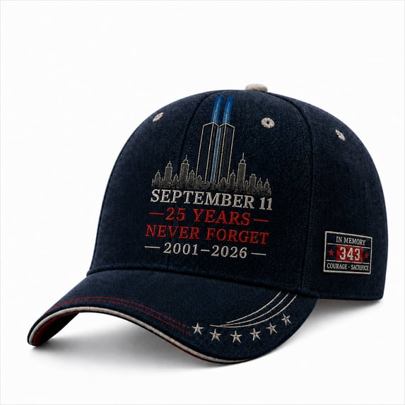 JULMCOMO 9/11 25 Years Hat September 11 Never Forget Adjustable Memorial Baseball Cap 343 Tribute 2001-2026 Patriotic Hat for Unisex Dark Gray