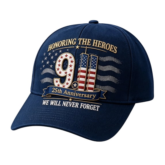 JULMCOMO 9.11 25th Anniversary Hat We Will Never Forget Honoring The Heroes Baseball Cap Patriotic USA Flag Adjustable Hat for Men and Women B