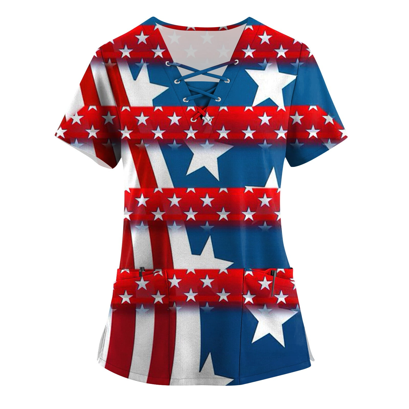 American Flag Independence Day Medical Scrubs for Women