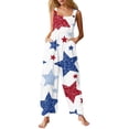 thumbnail image 1 of JULMCOMO American Flag Jumpsuits for Women 1776 250th Year Plus Size Wide Leg Stars Stripes Overalls Red White Blue Sleeveless Patriotic Rompers with Pockets White S, 1 of 7