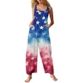 thumbnail image 1 of JULMCOMO American Flag Jumpsuits for Women Independence Day Cotton Wide Leg Patriotic Rompers Red White Blue Sleeveless 4th of July Outfits with Pockets Dark Blue XL, 1 of 6