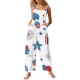 thumbnail image 1 of JULMCOMO American Flag Jumpsuits for Women Red White Blue Plus Size Sleeveless Independence Day Rompers Stars Stripes Wide Leg 4th of July Outfits with Pockets Sky Blue M, 1 of 7