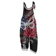 thumbnail image 1 of JULMCOMO American Flag Jumpsuits for Women Red White Blue Plus Size Star Cotton Linen Stars Stripes Overalls 1776 Sleeveless Adjustable Straps 4th of July Outfits Multicolor M, 1 of 4