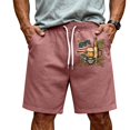 thumbnail image 1 of JULMCOMO American Flag Men's Shorts Drawstring Red White Blue Loose 250 Anniversary USA Summer Shorts for 1776 with Pockets Pink M, 1 of 4