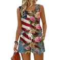 thumbnail image 1 of JULMCOMO American Flag Two Piece Sets for Women 1776 Red White Blue Patriotic Short Sets Square Neck Sleeveless Tank Top 4th of July Outfits with Pockets Dark Blue 3XL, 1 of 8