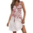 thumbnail image 1 of JULMCOMO Spring Dresses for Women V Neck Casual Trendy T-Shirt Dress Floral Print Swimwear Cover Up Sleeveless Sundress with Pocket, 1 of 6