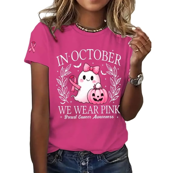 JULMCOMO Breast Cancer Awareness Shirts for Women Crew Neck Breast Cancer Pink Ribbon Trendy T Shirts Short Sleeve Loose Fit Cute Graphic Tees Wine M