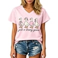 thumbnail image 1 of JULMCOMO Breast Cancer Shirts for Women V Neck Breast Cancer Awareness Pink Ribbon Graphic Tees Short Sleeve Loose Fit Cute Print T-Shirts Multicolor 3XL, 1 of 6