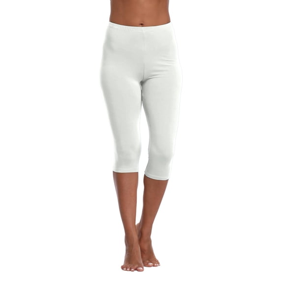 JULMCOMO Capri Leggings for Women Low Rise Slim Fit Athletic Workout Leggings Stretchy Gym Fitness Soft Capri Yoga Pants White XL
