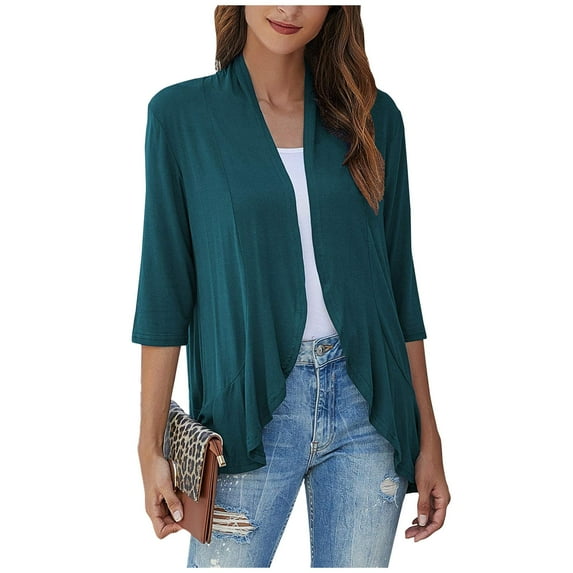 JULMCOMO Cardigans for Women 3/4 Sleeve Plus Size Cardigan Lightweight Open Front Shrug Cardigan Solid Color Dressy Casual Oversized Cardigans
