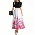 thumbnail image 1 of JULMCOMO Casual Dresses for Women Short Sleeve Teacher Dress Floral Print Trendy Maxi Dresses Tie Waist Long Casual Bodycon Dress Elegant Office Attire Pink XXL, 1 of 5