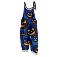 thumbnail image 1 of JULMCOMO Cotton Linen Jumpsuits for Women Halloween Haunted Castle Pumpkin Bat Print Spaghetti Strap Jumpsuits Plus Size Costume Holiday Overalls Dark Blue M, 1 of 5
