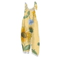 thumbnail image 1 of JULMCOMO Cotton Linen Jumpsuits for Women Pull On Floral Print Scoop Neck Comfy Loose Fit Rompers Tie Strap Vintage Casual Summer Overalls Complexion S, 1 of 7