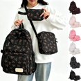thumbnail image 1 of JULMCOMO Cute Bow Print Backpack 3Pcs Set Nylon Lightweight Kawaii School Backpack Matching Casual Crossbody Purse and Pencil Case Brown, 1 of 3