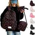 thumbnail image 1 of JULMCOMO Cute Bow Print Backpack 3Pcs Set Nylon Lightweight Kawaii School Backpack Matching Casual Crossbody Purse and Pencil Case Red, 1 of 7