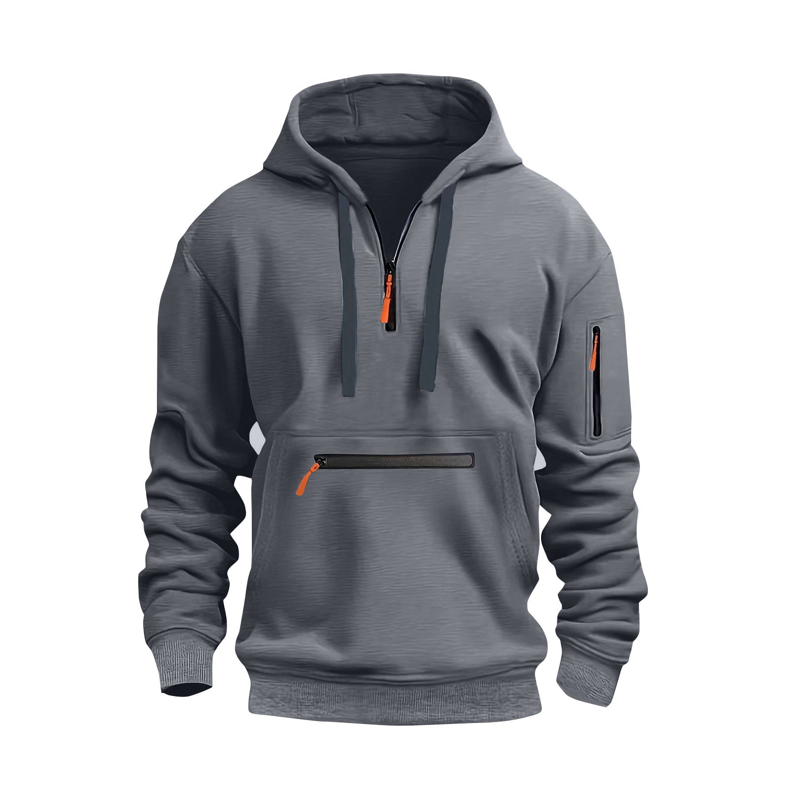 JULMCOMO Dark Gray Jackets for Men Half Zip Long Sleeve V Neck Big 