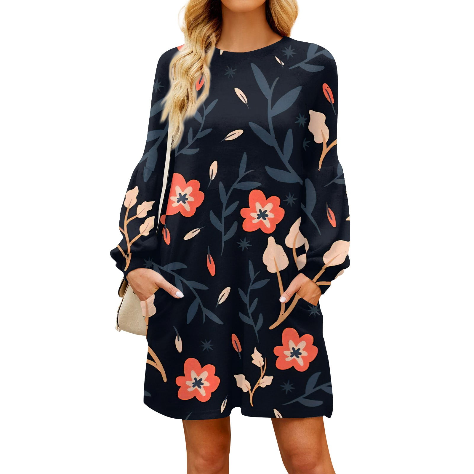 JULMCOMO Dresses for Women Long Sleeve Crew Neck Dress Tank Fall Winter ...