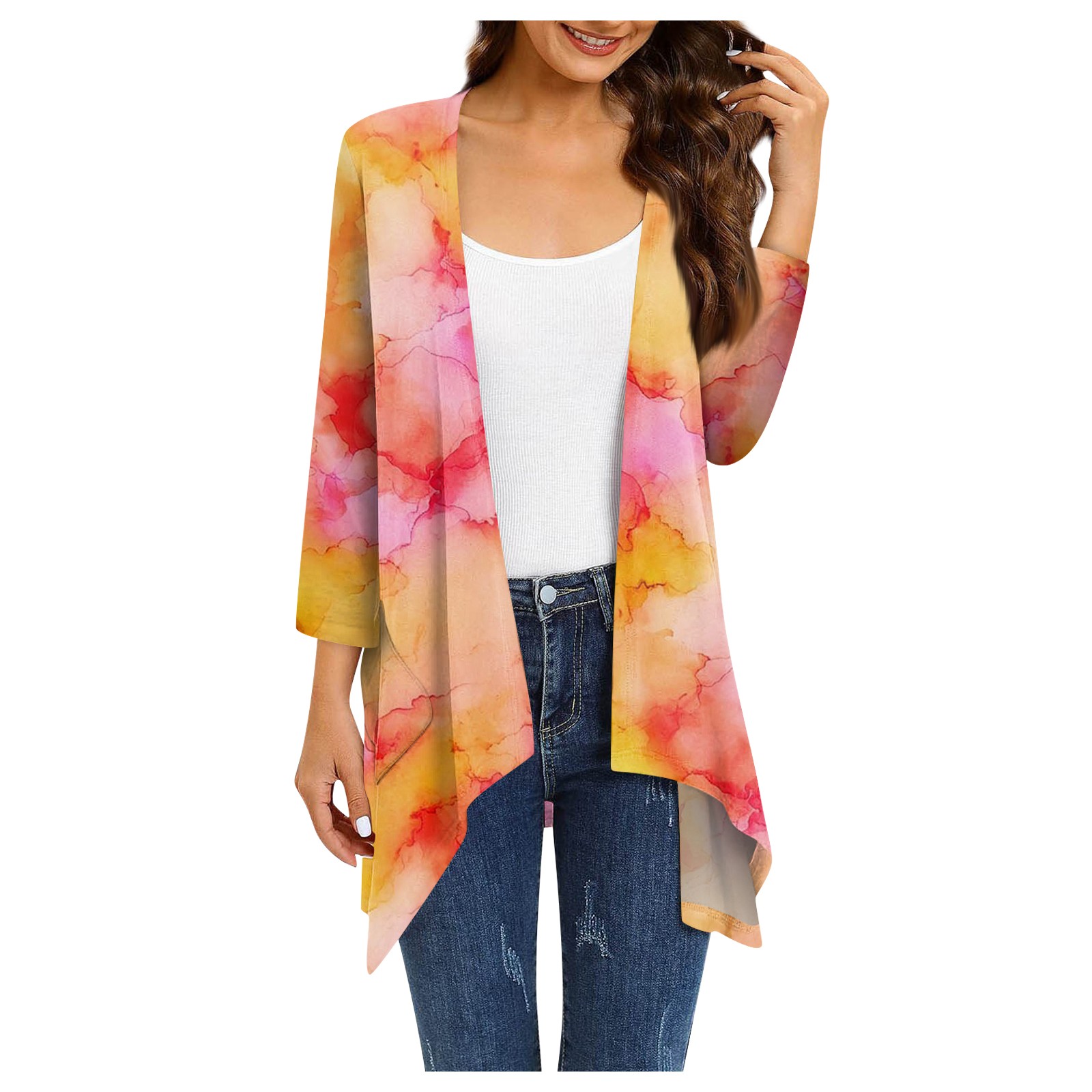 Dusters for Women 3/4 Sleeve White Cardigan for Women