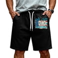 thumbnail image 1 of JULMCOMO Father's Day Men's Shorts DAD Letters Drawstring Red White Blue Loose 250 Anniversary USA Hawaiian Summer Shorts with Pockets Black 2XL, 1 of 4