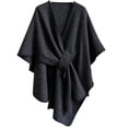 thumbnail image 1 of JULMCOMO Fleece Drape Shawl Wraps for Women Cross Front Tie Wrap Poncho Open Front Elegant Soft Warm Cape Cardigan for Fall Winter Black, 1 of 8