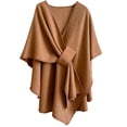 thumbnail image 1 of JULMCOMO Fleece Drape Shawl Wraps for Women Cross Front Tie Wrap Poncho Open Front Elegant Soft Warm Cape Cardigan for Fall Winter Brown, 1 of 9
