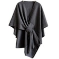 thumbnail image 1 of JULMCOMO Fleece Drape Shawl Wraps for Women Cross Front Tie Wrap Poncho Open Front Elegant Soft Warm Cape Cardigan for Fall Winter Dark Gray, 1 of 9