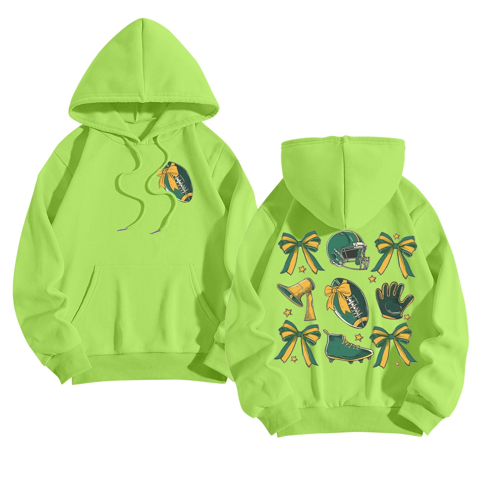 JULMCOMO Fluorescent Green Palm Puff Hoodie Preppy Oversized JULMCOMO Fluorescent Green Palm Puff Hoodie Preppy Oversized