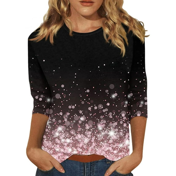 JULMCOMO Half Sleeve Womens Blouses Dressy Casual Summer Crew Neck T Shirts Fashion Casual Floral Print Tees Loose Fit Trendy Summer Tees Pink L